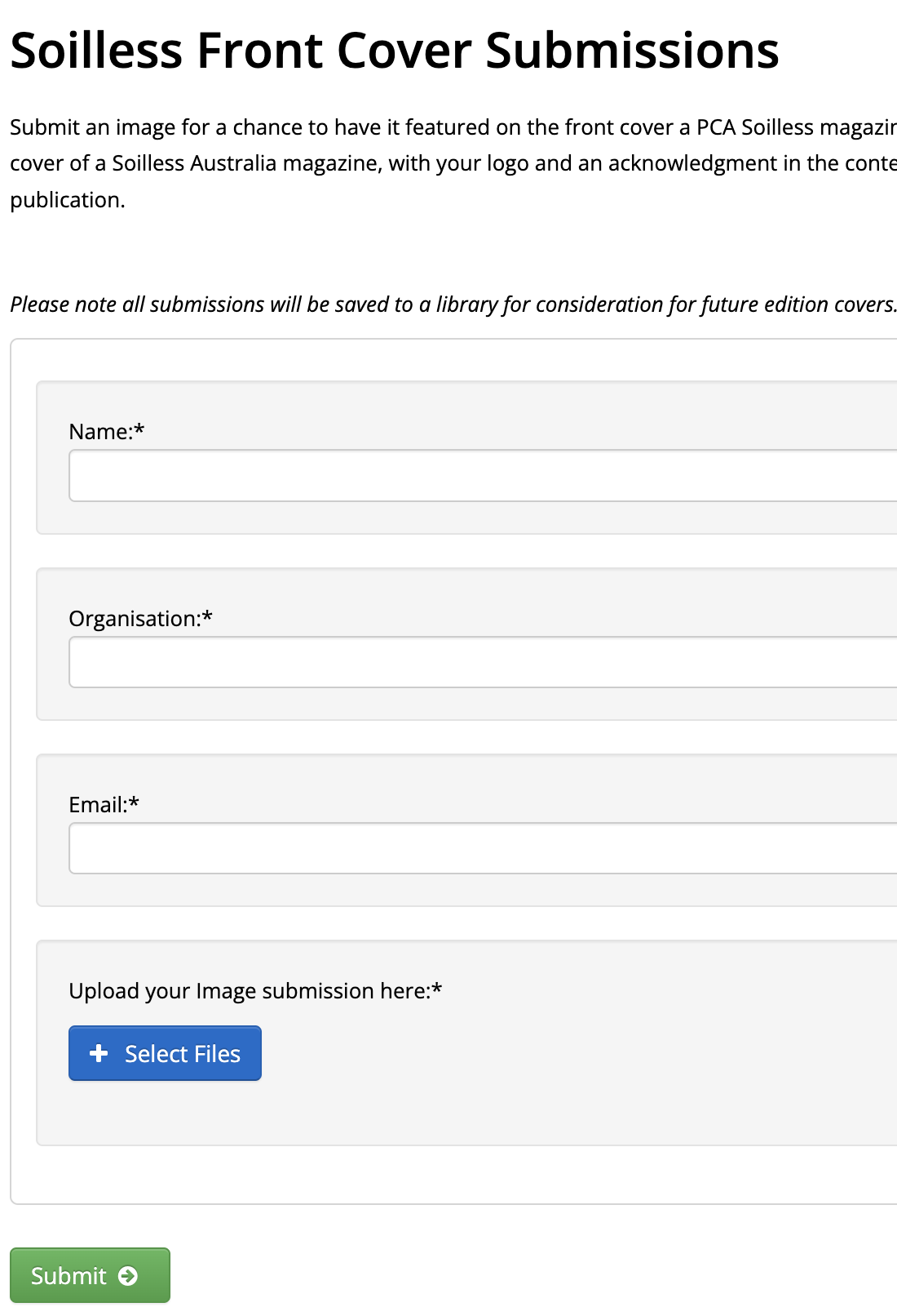 Booking Form Soilless Australia